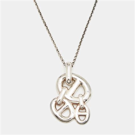 hermes chaine d'ancre enchainee necklace|Hermes sterling silver amulette necklace.